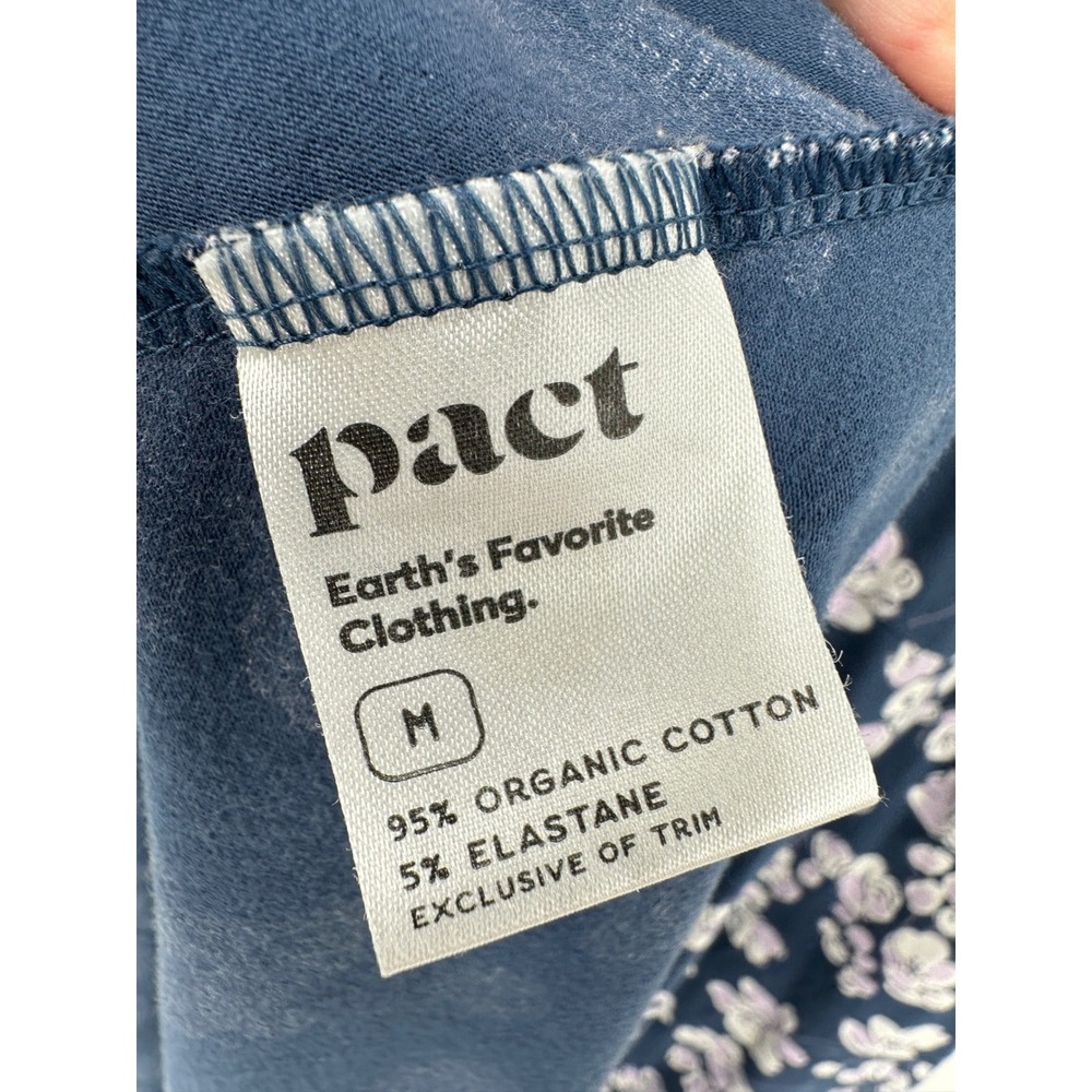 Pact Midi Dress Womens Medium Navy Blue Floral Organic Cotton Pockets Summer - Picture 7 of 10